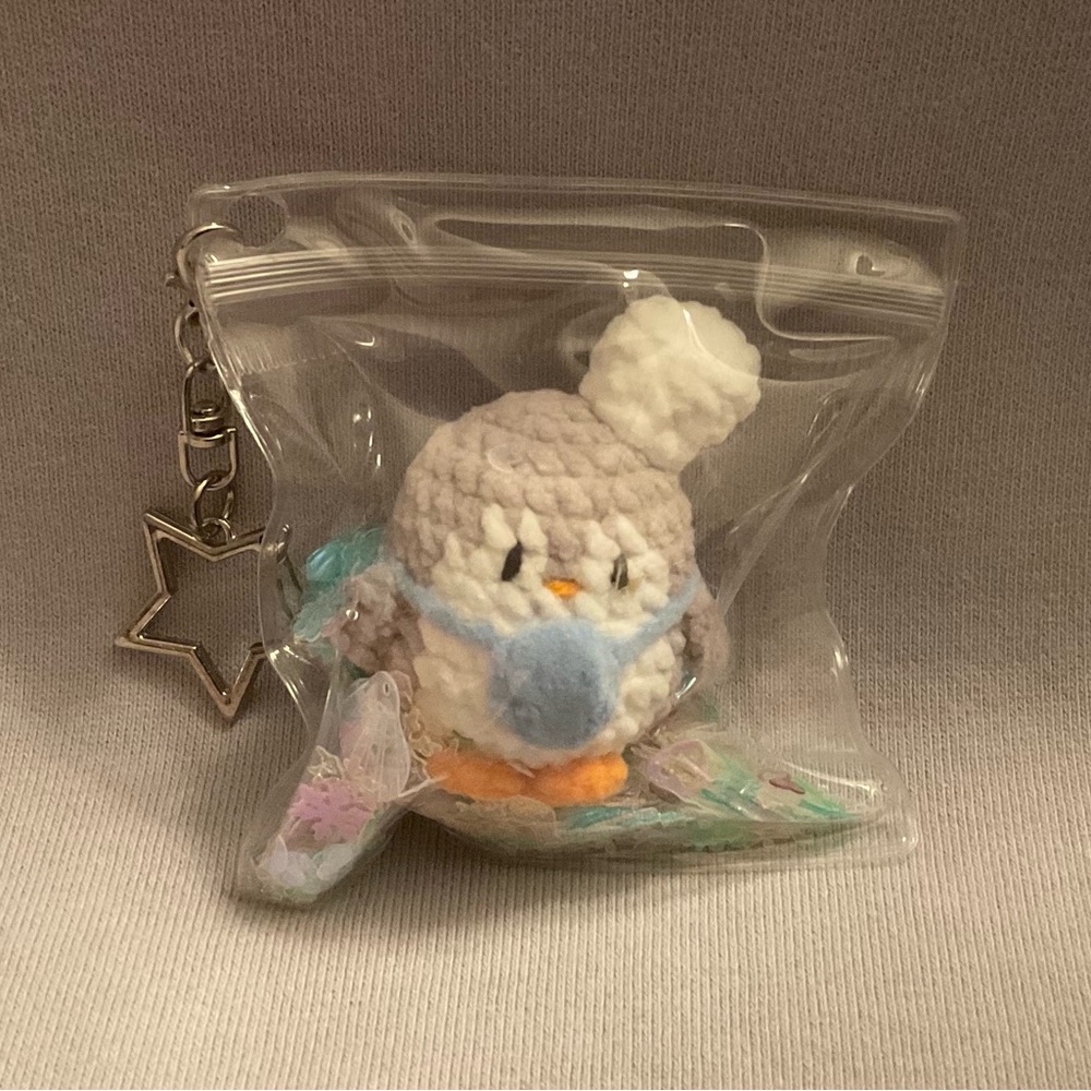 Crochet Penguin chef keychain handmade amigurumi